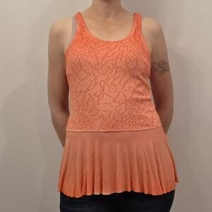 Free People Orange Tank Top With Flowy Hem Size XS